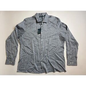 Perry Ellis Men's Gray Textured Button Down Dress Shirt Size 2XLT